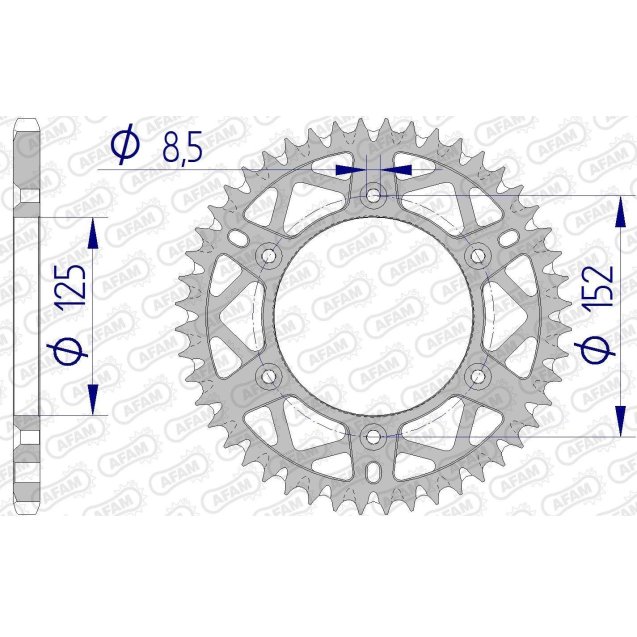 Зірка AFAM 520 AL-Grooved Chainwheel - Beta [Gun Metal]