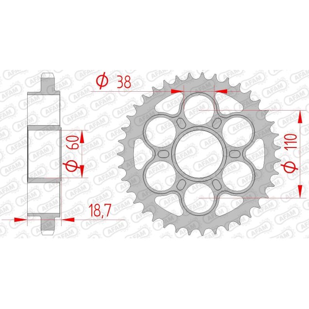 Зірка AFAM 525 Steel Chainwheel - Ducati [Silver]