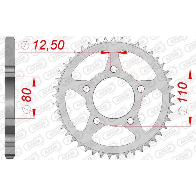 Зірка AFAM 525 Steel Chainwheel - Honda [Silver]