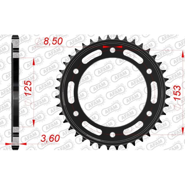Зірка AFAM 520 Steel Chainwheel - Honda [Black]