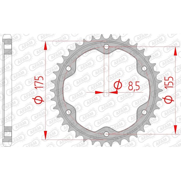 Зірка AFAM 525 Steel Chainwheel - KTM [Black]