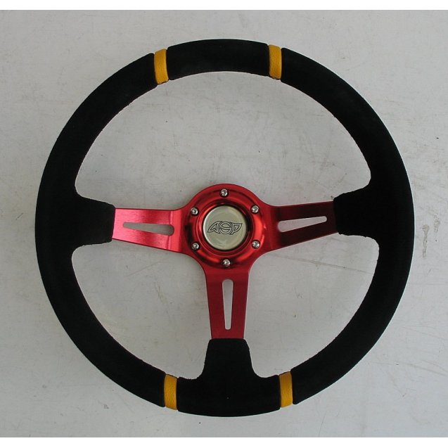 Руль ASP красный замшевый
