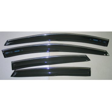 Ford Focus 3 - ветровики дверей с хром полоской ASP передние и задние/ дефлекторы/ sunvisors chrome