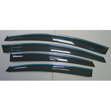 Hyundai Sonata YF- ветровики дверей с хром полоской ASP передние и задние/ дефлекторы/ sunvisors chrome